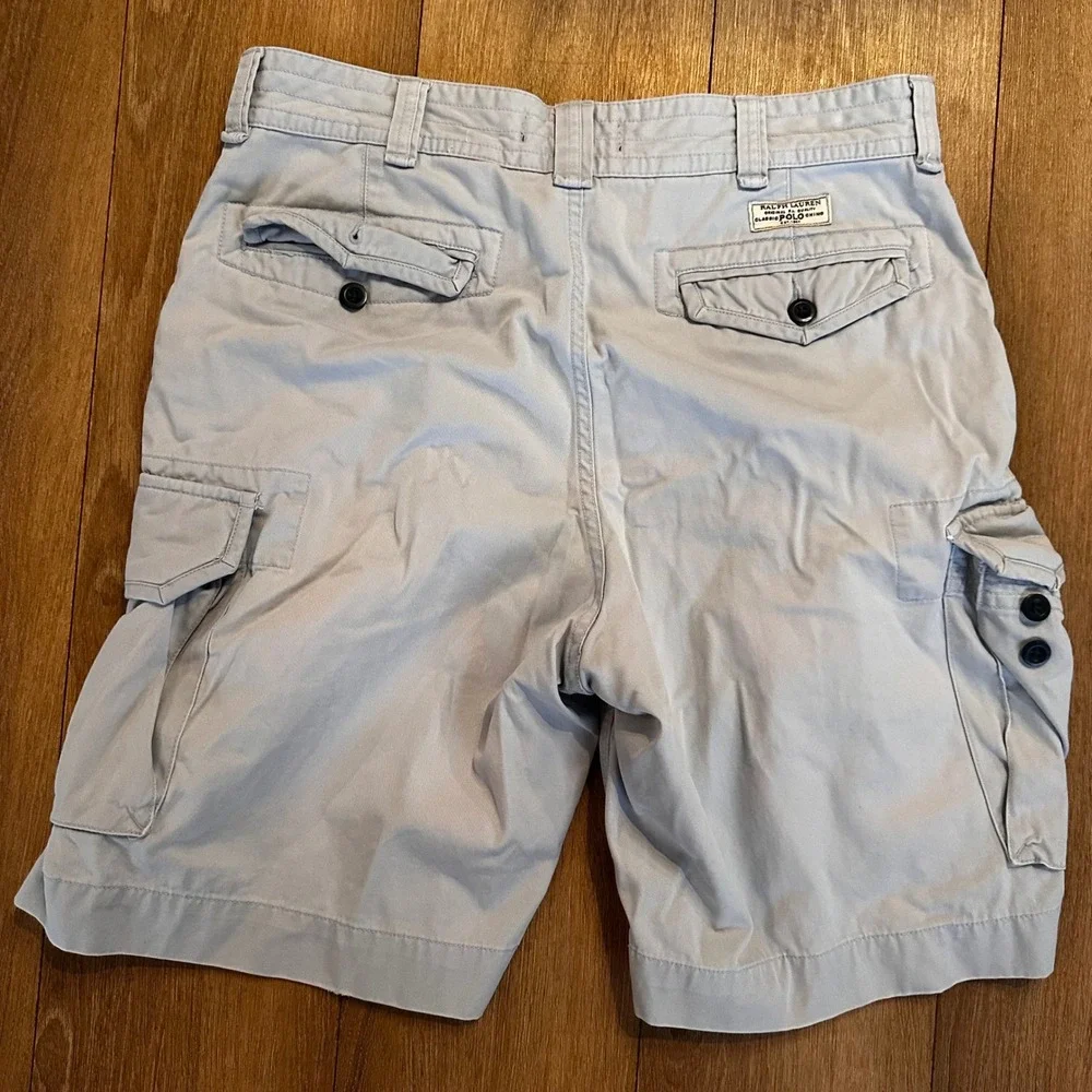 Polo Ralph Lauren Mens Cargo Shorts Size 36 Grey Classic Polo Chino Cotton 100%